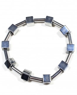 Hematite Cube and Tube Bracelet