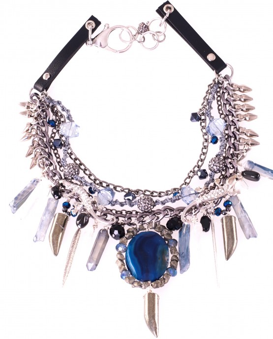 Blue Agate Statement Gekko Necklace