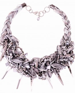 Silver Spike Briaided Necklace