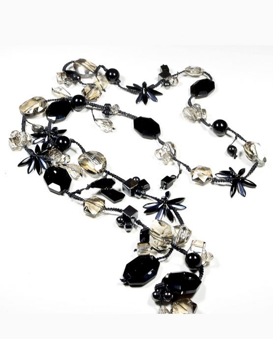 Black Macrame Long Statement Necklace Caterina Wills Jewellery
