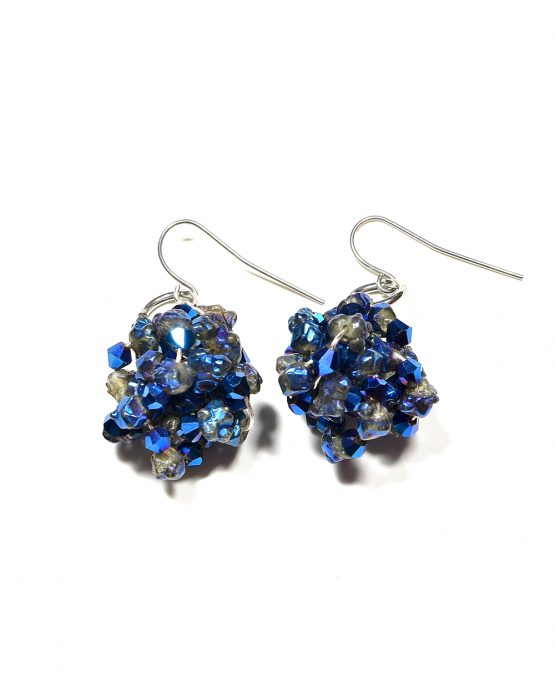 Blue Crystal Nugget Earrings