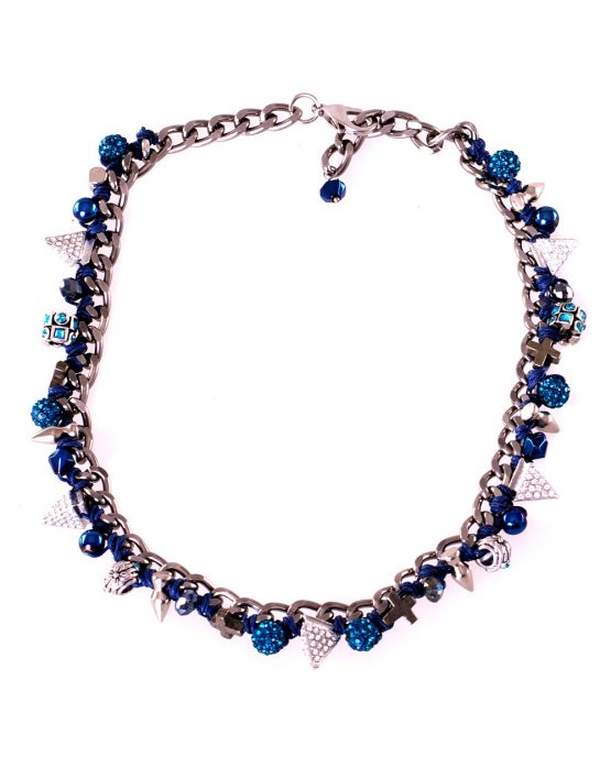 Blue Short Charm Necklace Caterina Wills Jewellery