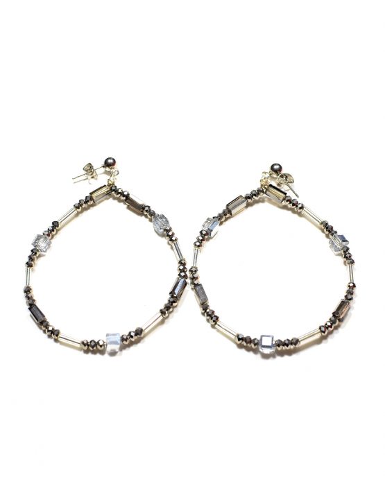 Crystal And Glass Hoop Earrings