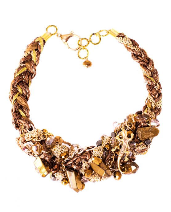 Gold Braided Quartz Statement Quartz Necklace Caterina Wills Jewellery
