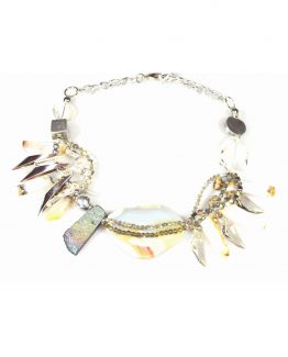 Grey Agate and Swarovski Statement Necklace Caterina Wills Jewellery