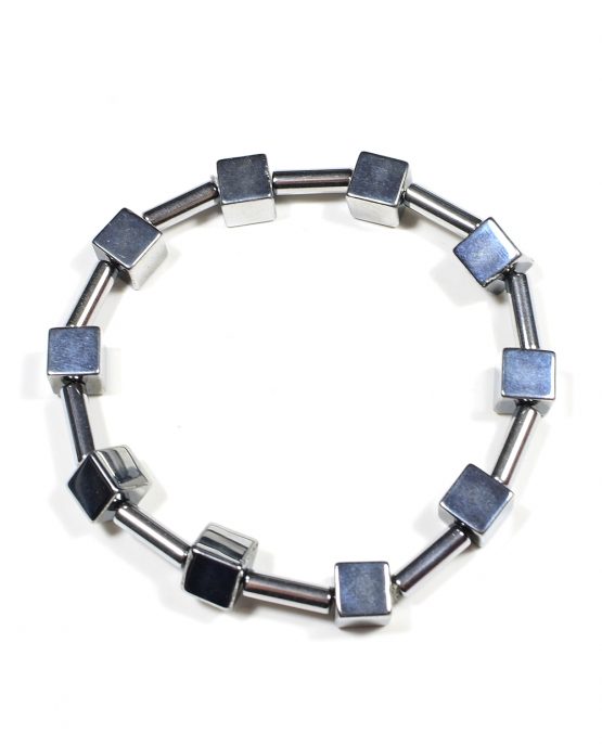 Hematite Cube and Tube Bracelet