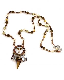 Long Swarovski Crystal and Smokey Quartz Necklace Caterina Wills Jewellery
