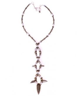 Pyrite arrowhead long statement necklace Caterina Will Jewellery