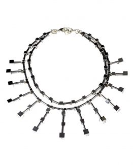 Silver Hematite Cube and Tube Necklace Caterina Wills Jewellery