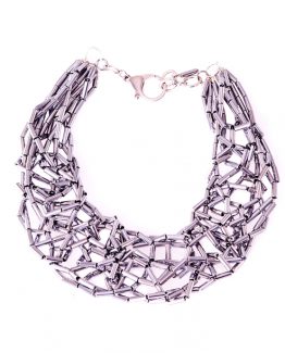 Silver Hematite Tube Statement Necklace Caterina Wills Jewellery