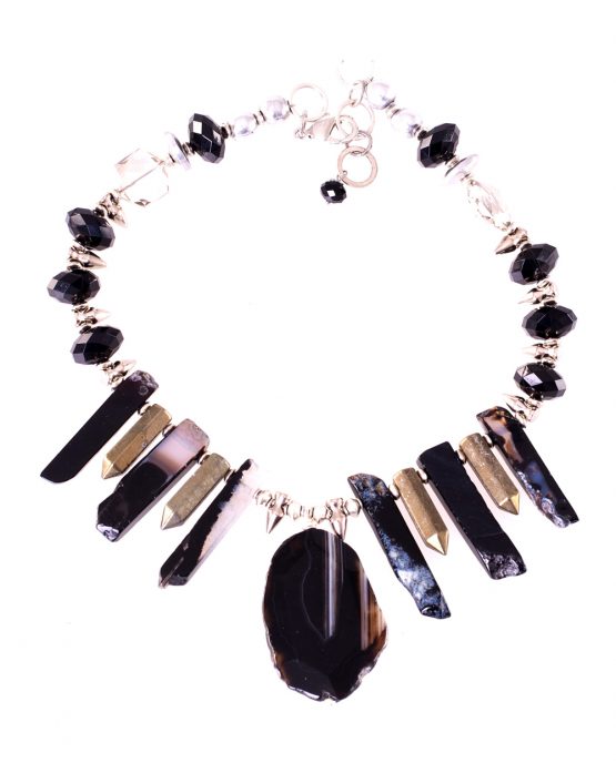 Statement Black Agate Stick Necklace Caterina Wills Jewellery
