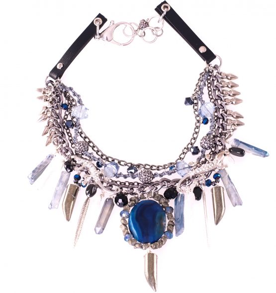 Blue Agate Statement Gekko Necklace