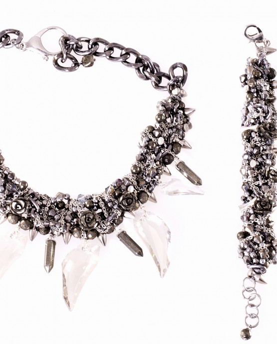 Pyrite Roses and Spikes Bracelet