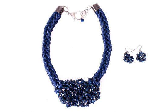 Blue Crystal Nugget Earrings and Necklace Caterina Wills Jewellery