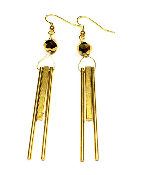 Gold Column Earrings Caterina Wills Jewellery