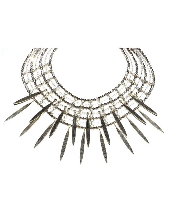 Metal Leaf Drop Statement Necklace